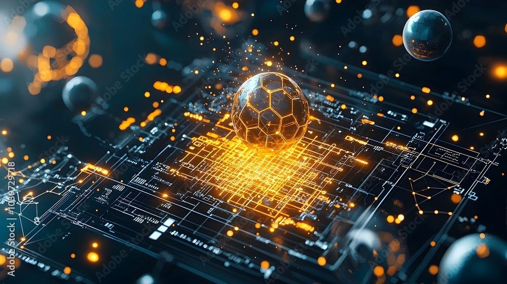 Aufkleber Glowing Mesh Periodic Table with Dynamically Highlighted Elements   An Abstract and Futuristic Showcasing the Dynamic Nature of the Periodic System of Elements