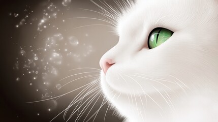 eyes green, whiskers visible