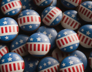 Fototapeta premium Sfere decorative con stelle americane, pronte per la festa elettorale.