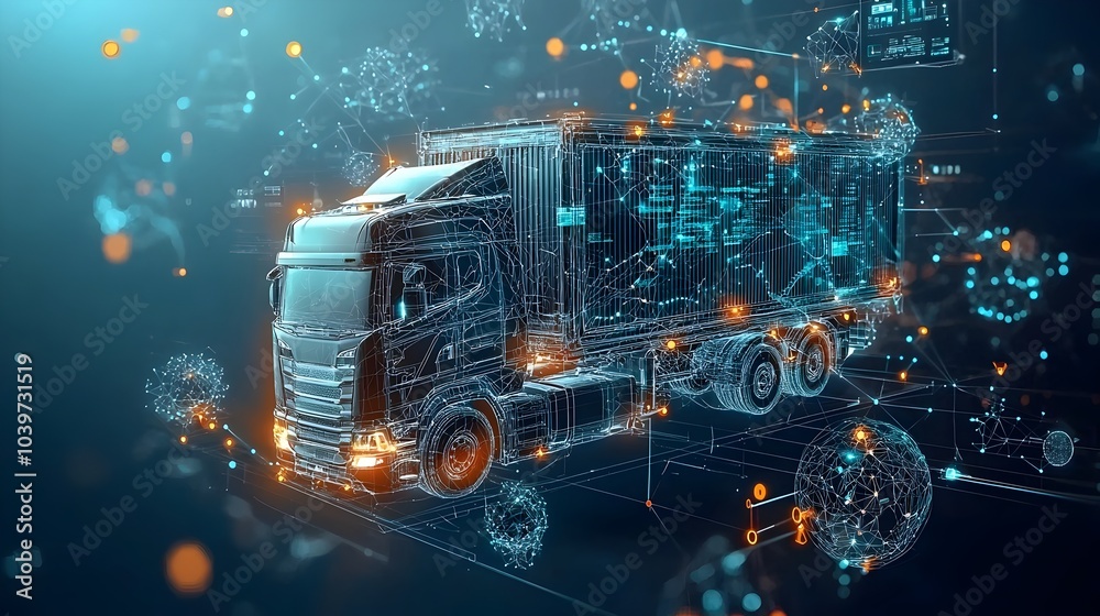 Poster glowing smart logistics hubs powered by cutting edge mesh networks enabling efficient automated and 