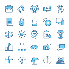 Business marketing strategy icons collection. Editable stroke. Line colors icon series.
