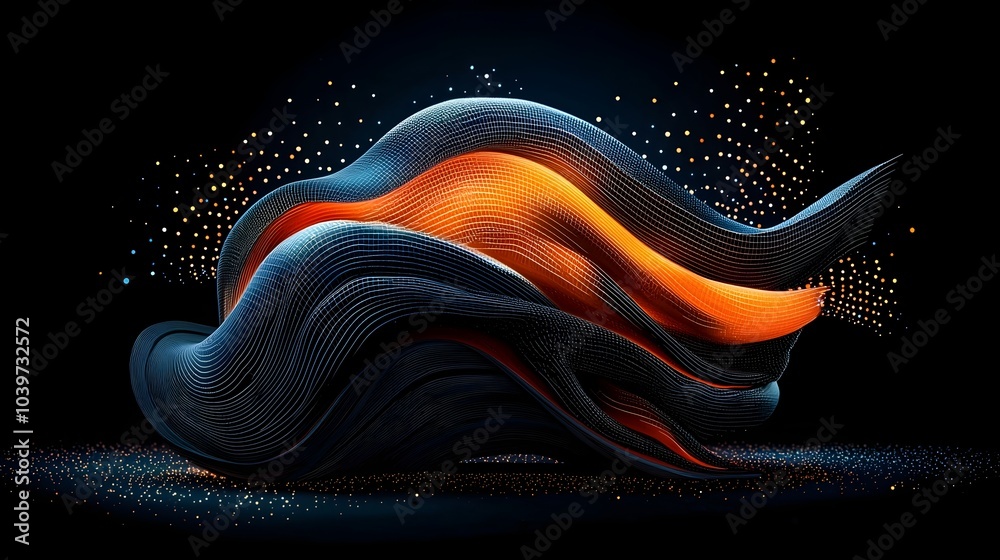 Leinwandbilder luminous mesh gradient curves flowing like liquid neon waves abstract digital of mesmerizing futuris