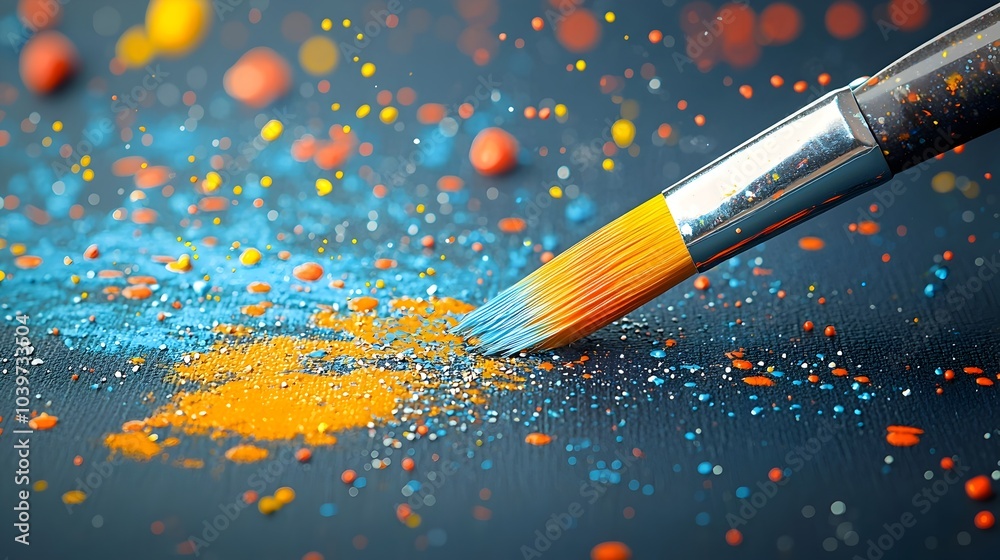 Poster mesmerizing abstract artwork featuring a glowing mesh like paintbrush trail leaving dynamic and lumi