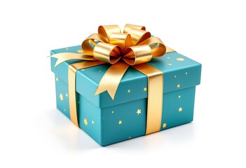 Obraz premium Present Box with Lid Top and Red Bow With Ribbon Isolated on White Background. 