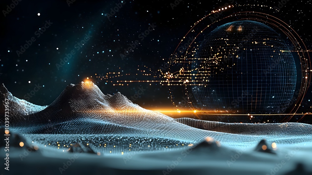 Aufkleber Mesmerizing and ethereal glowing mesh aurora borealis flowing gracefully across a serene and snow covered winter landscape creating a captivating and otherworldly scene