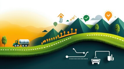 Sustainable Solutions: Local Food Systems Infographic Advocating Reduced Carbon Footprints and Community Engagement