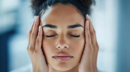 Fototapeta premium BPPV vertigo treatment concept, featuring a patient receiving specialized care for dizziness and head pain caused by balance disorder