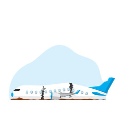 plane crash concept illustration, flat style vector illustration.
