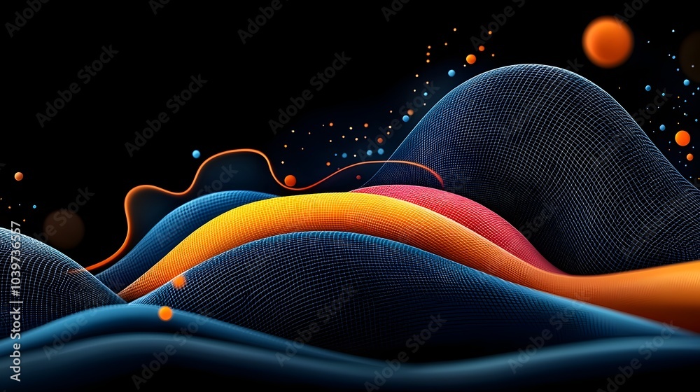 Aufkleber mesmerizing glowing liquid gradient curves flowing in seamless waves of vibrant neon hues abstract d