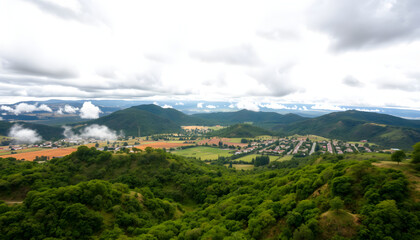Fototapeta premium Aerial hyperlapse of a cloudy day in Oaxaca's Central Valleys, Mexico isolated with white highlights, png