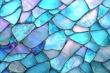 Cracked glass and crystals. Background texture banner. Generative Ai