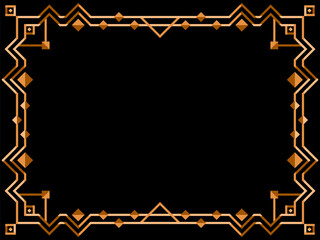 Art deco frame. Vintage linear border. Geometric gold frame in line art style. Design a template for invitations, leaflets and greeting cards. Vector illustration