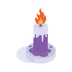 An amazing icon of candle, halloween candle isometric vector