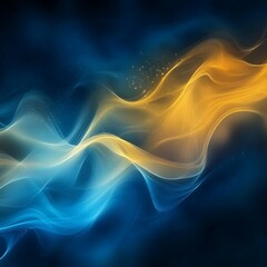 blue yellow glowing fog cloud wave abstract background, Generative Ai