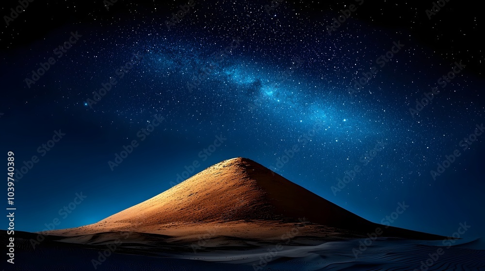 Aufkleber serene and minimalist snowy hill illuminated by the soft glow of the moon and the distant ethereal d