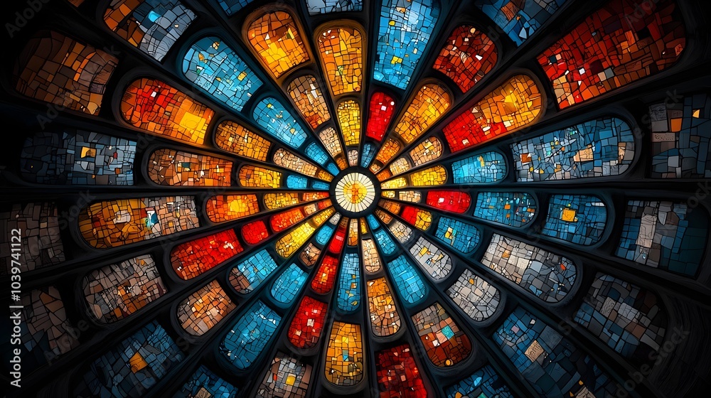Aufkleber stunning abstract mesh patterns highlighting the symmetry and intricate details of stained glass win