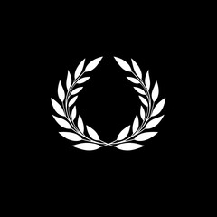 Obraz premium A white laurel wreath symbol on a black background.