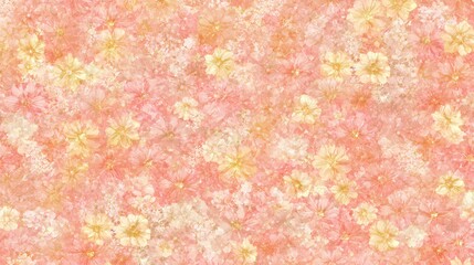 Pink and Yellow Flower Background Watercolor Floral Pattern