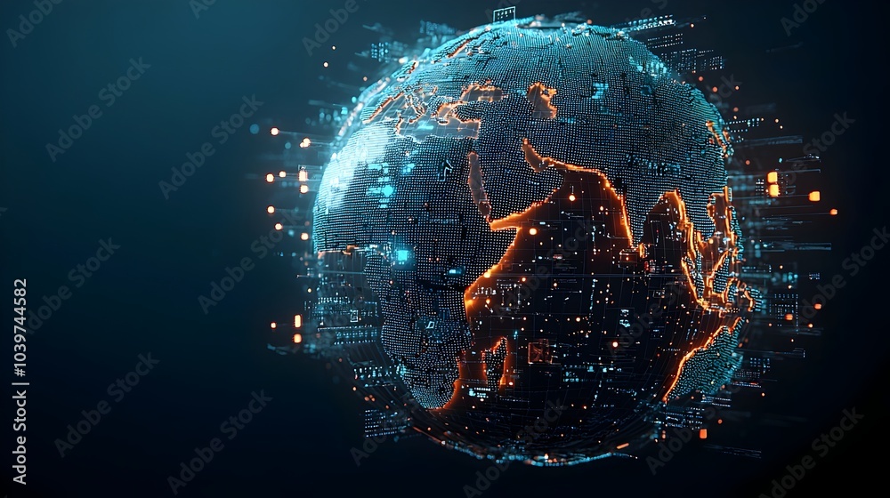 Aufkleber Visually striking glowing low polygon mesh globe perfect for creating elegant digital maps data visualizations and infographic designs