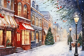 Obraz premium Christmas street outdoors alley. Image .