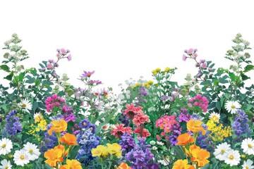 Obraz premium Vibrant garden floral border illustration
