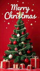 christmas greeting card with christmas tree