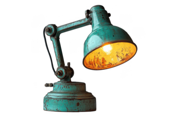 Green clip-on lamp isolated on transparent background, png file, no background png file