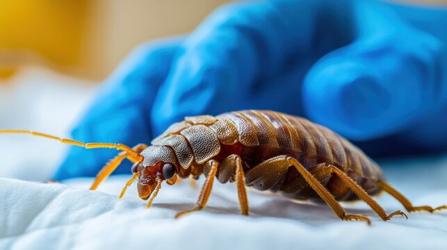 Professional pest control technician using specialized equipment to treat a bed bug infestation in a residential home