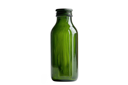 Green condiment bottle isolated on transparent background, png file, no background png file