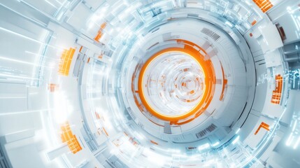 Obraz premium background technology in white and details in orange 