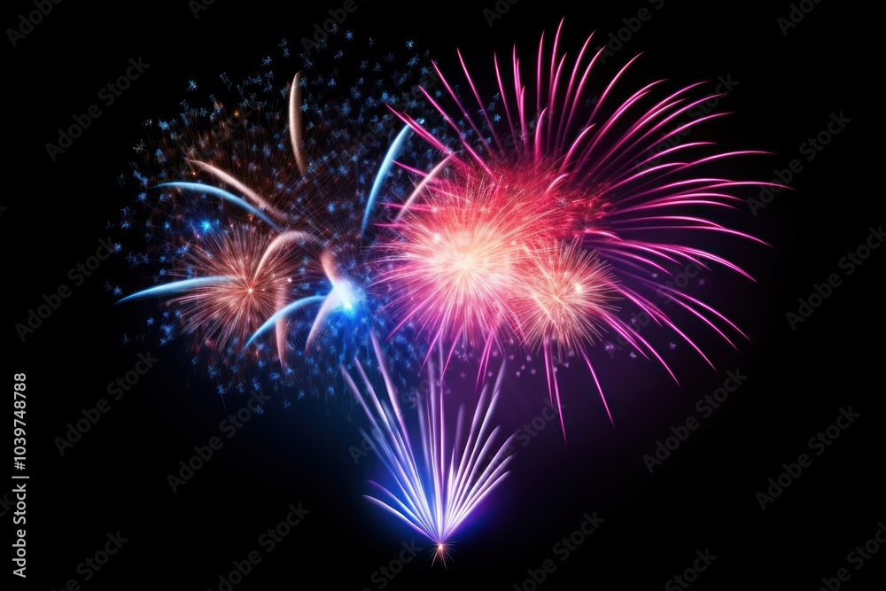 Wall mural Colorful firework fireworks celebration outdoors.