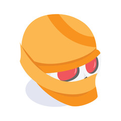 Wrapped dead body, mummy isometric icon