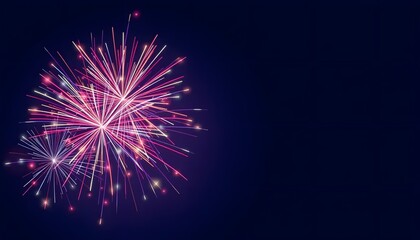 Pink, White, and Yellow Fireworks Display Against a Dark Blue Night Sky