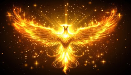 The burning phoenix, which is restored through fire, creates an image of eternal rebirth and transformation with its feathers