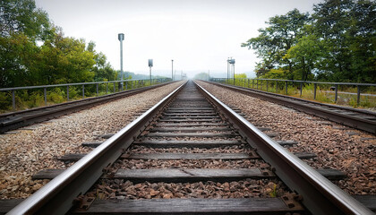 Fototapeta premium Perspectiva de una via de tren hacia el horizonte