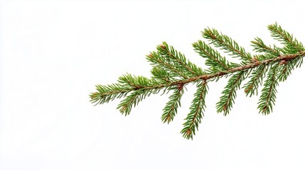 Obraz premium Spruce branch, green fir on white background