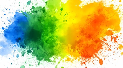 Abstract Watercolor Splash Background with Blue  Green  Yellow  Orange Colors