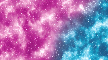 Fototapeta premium Pink and Blue Galaxy Watercolor Background with Stars