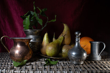 still life with fruit and jug