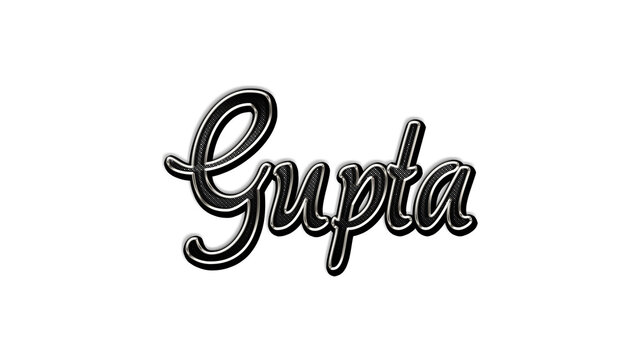 black metal 3d design of Empire name Gupta on white background.