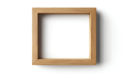An empty wooden picture frame isolated on a white background.