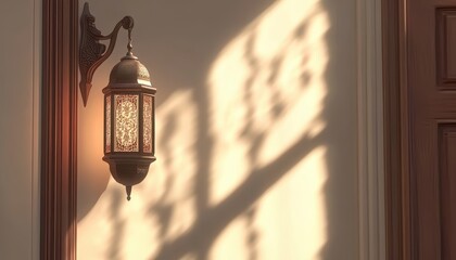 Elegant Arabic lanterns shining brightly, creating a warm atmosphere for the Ramadan festivities