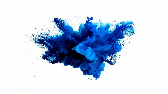 blue ink explode on white abstract art