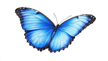 Obraz premium A highly detailed, close-up view of a beautiful blue butterfly, showcasing its vibrant blue and black markings