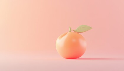 Peach 3d fruit icon isolated on background