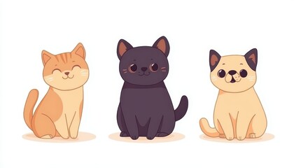 Fototapeta premium Cute cats on a white horizontal website banner or social media header