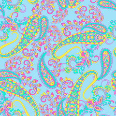Fototapeta premium Vector seamless paisley pattern. Vintage flowers background. Decorative ornament backdrop for fabric, textile, wrapping paper, card, invitation, wallpaper, web design