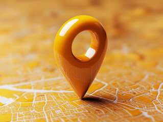 Yellow location pin on a digital map