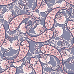 Vector seamless paisley pattern. Vintage flowers background. Decorative ornament backdrop for fabric, textile, wrapping paper, card, invitation, wallpaper, web design