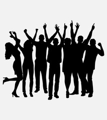 Silhouettes of People Celebrating, Group of Happy People, Party, EPS 10, Corporate Event, Success, Black, Holiday, Vector